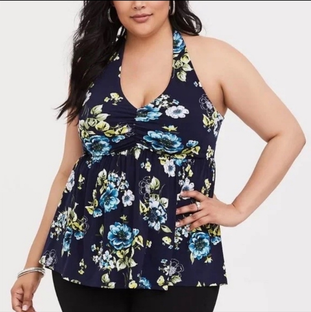 Torrid Navy Floral Halter Top